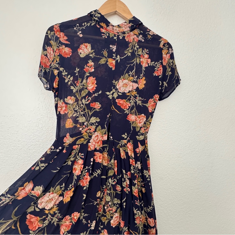 Reformation Dark Blue Floral Midi Dress - Picture 3 of 5